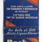 Rock Castle Rye - McKesson Spirits Co. New York, NY Liquor 20FS Matchbook Cover