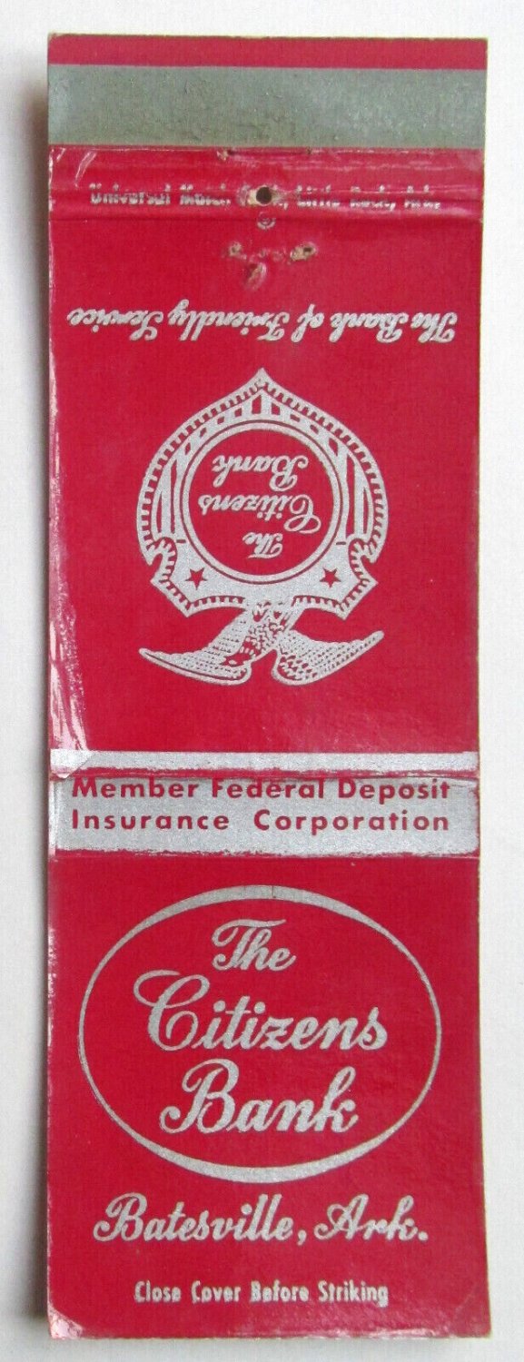 The Citizens Bank - Batesville, Arkansas 20 Strike Matchbook Cover Matchcover AR