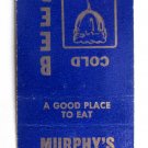 Murphy's Restaurant - Natchitoches, Louisiana 20 Strike Matchbook Cover Rachal