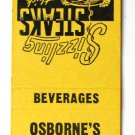 Osborne's Steak House - Selma, Alabama Restaurant 20 Strike Matchbook Cover AL