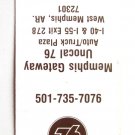Memphis Gateway Unocal 76 - West Memphis, Arkansas Restaurant Matchbook Cover Memphis Gateway Unocal 76 - West Memphis, Arkansas Restaurant Matchbook Cover