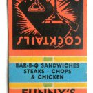 Funny's - Cicero, Illinois Restaurant 20 Strike Matchbook Cover Spaghetti Raviol
