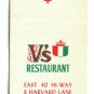 V's Restaurant - Independence, Missouri 20 Strike Matchbook Cover MO Matchcover