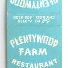 Plentywood Farm Restaurant - Bensenville, Illinois 20 Strike Matchbook Cover Map