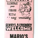 Mario's Pizza King - Kenosha, Wisconsin Restaurant 20 Strike Matchbook Cover MI