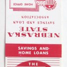 Nebraska State Savings and Loan - Fremont, Nebraska 20 Strike Matchbook Cover NE