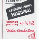 Commercial Savings & Loan Ass'n - Omaha, Nebraska 20 Strike Matchbook Cover NE