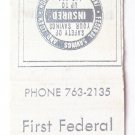 First Federal Savings & Loan - Beresford, South Dakota 20 Strike Matchbook Cover