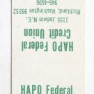 HAPO Federal Credit Union - Richland, Washington 20 Strike Matchbook Cover WA