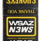 WSAZ Television 3 - West Virginia TV Station 20 Strike Matchbook Cover Shoney's WSAZ Television 3 - West Virginia TV Station 20 Strike Matchbook Cover Shoney's
