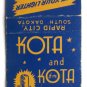 KOTA Radio Station CBS - Rapid City, South Dakota 20 Strike Matchbook Cover SD