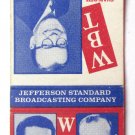 WBT  Tempo Don Robertson, Bill Curry - North Carolina TV Station Matchbook Cover