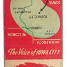 KXIC 800 - Iowa City Radio Station 20 Strike Matchbook Cover Map Matchcover IA
