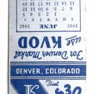 KVOD 630 Radio Station - Denver, Colorado 20 Strike Matchbook Cover June 1943 CO
