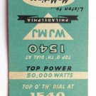 WJMJ 1540 Philadelphia - Pennsylvania Radio Station 20 Strike Matchbook Cover PA
