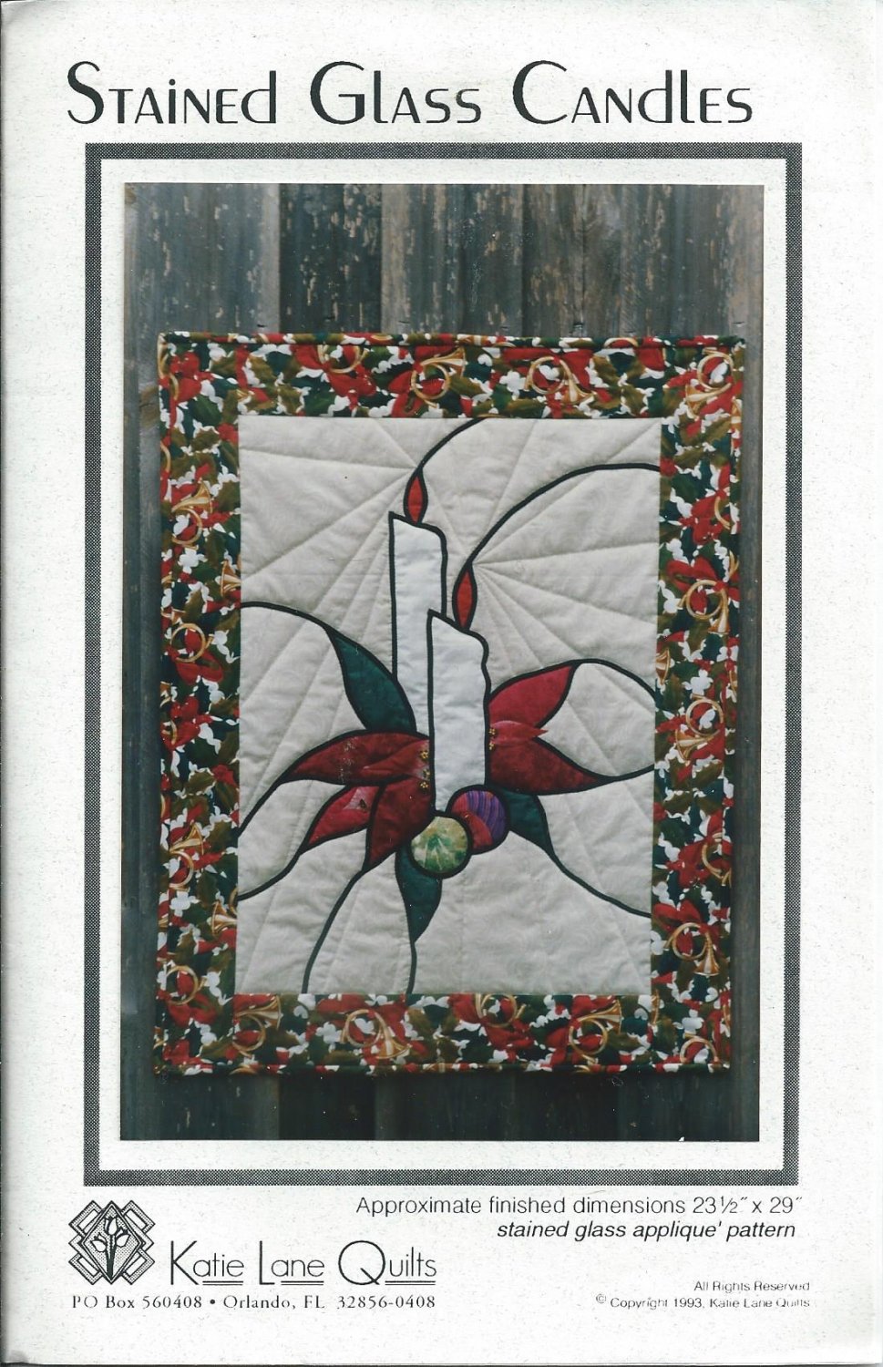 Stained Glass Candle Quilting Pattern by Katie Lane Quilts