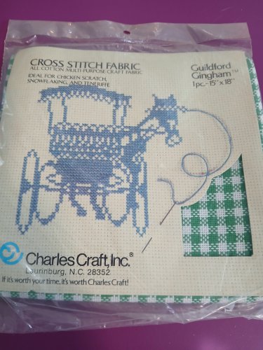 Charles Craft Guildford Gingham Aida Green & White