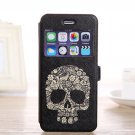 Art flower skeleton iPhone 6 cover skull printed iPhone 6 floral case, iphone 6 flip case