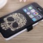 Art flower skeleton iPhone 6 cover skull printed iPhone 6 floral case, iphone 6 flip case