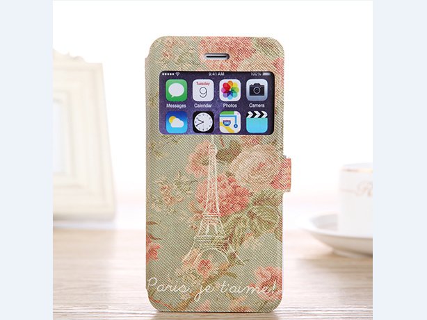 Unique iPhone 6 phone case floral eiffel iPhone 6 flower case romantic  iPhone 6 flip case