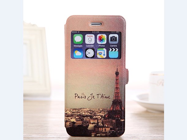 Paris style iPhone 6 stand case romantic tower printing iPhone 6 cover, iphone 6 phone cover