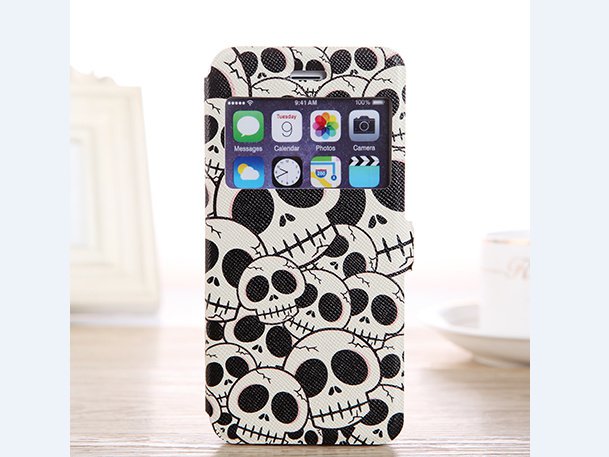 Unique skeleton iPhone 6 case skull pattern iPhone 6 mobile case, iphone 6 flip case