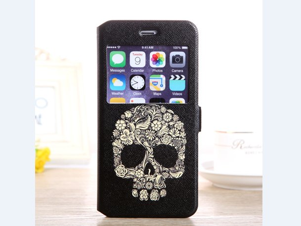 Art flower skeleton iPhone 6 plus cover skull printed iPhone 6 plus floral case