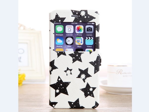 Black star iPhone 6 plus folio cover printed phone case for iPhone 6 plus iphone 6 plus star case
