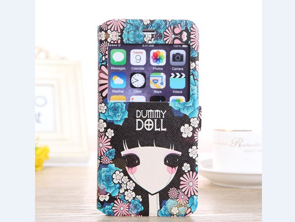 Dummy doll iPhone 6 plus cartoon case with card slot, unique cartoon iPhone 6 plus flower case