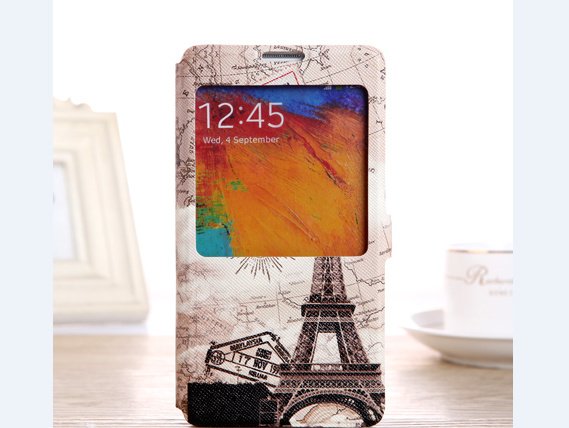 Paris Eiffel pattern Samsung galaxy note 3 case romantic tower Samsung NOTE 3 flip case