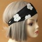 Korea style flower pattern black headband, vintage washing broad band for hair