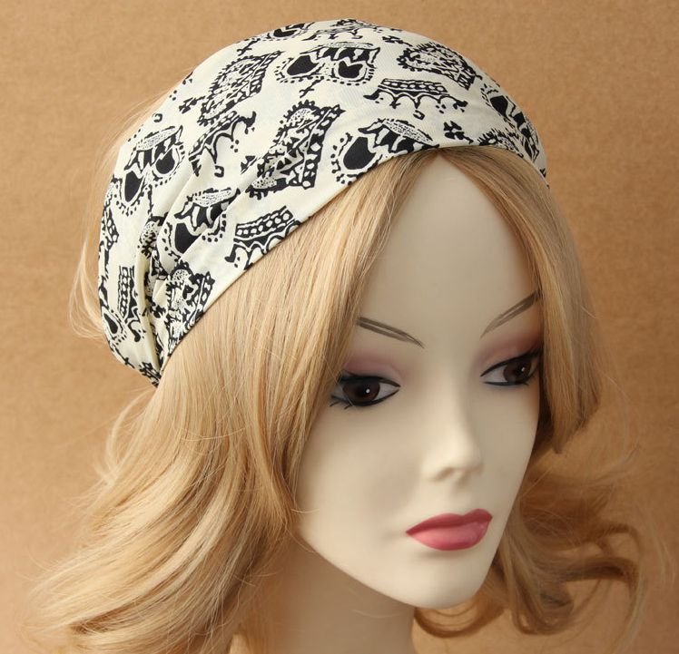 crown pattern wide yoga hair wrap band, cool Elastic workout headbands