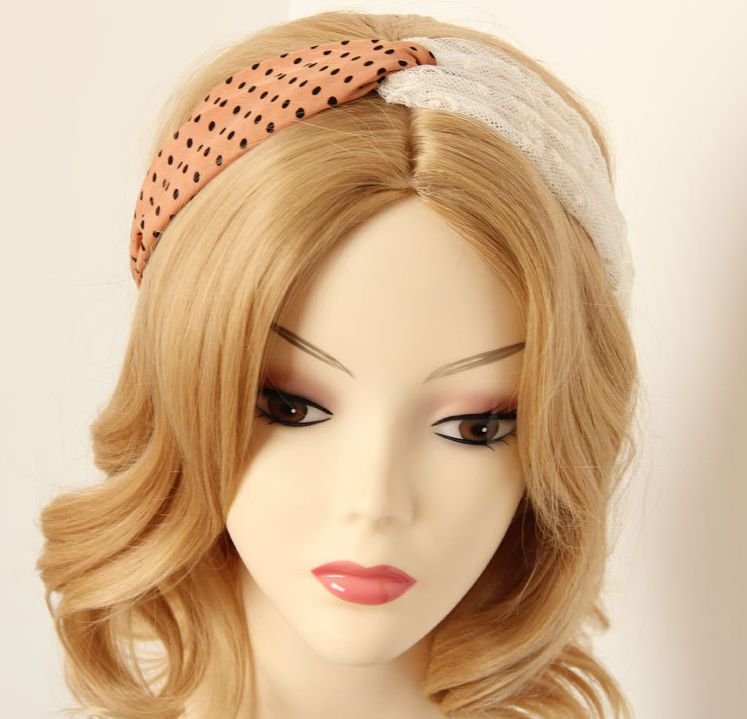 dotted hair band with knot, contrast colors twisted hair wrap band