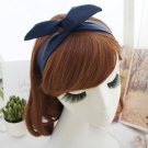 PU leather rabbit ear headwrap, Sapphire Blue twisted hair band, twist rabbit ears headbands