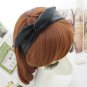 rabbit ear headband in PU leather, solid black twist head band, knot rabbit ears turban headbands