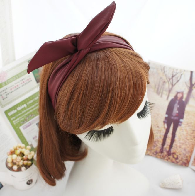PU leather rabbit ear hard head wrap, twisted turban hair band, rabbit ears headbands