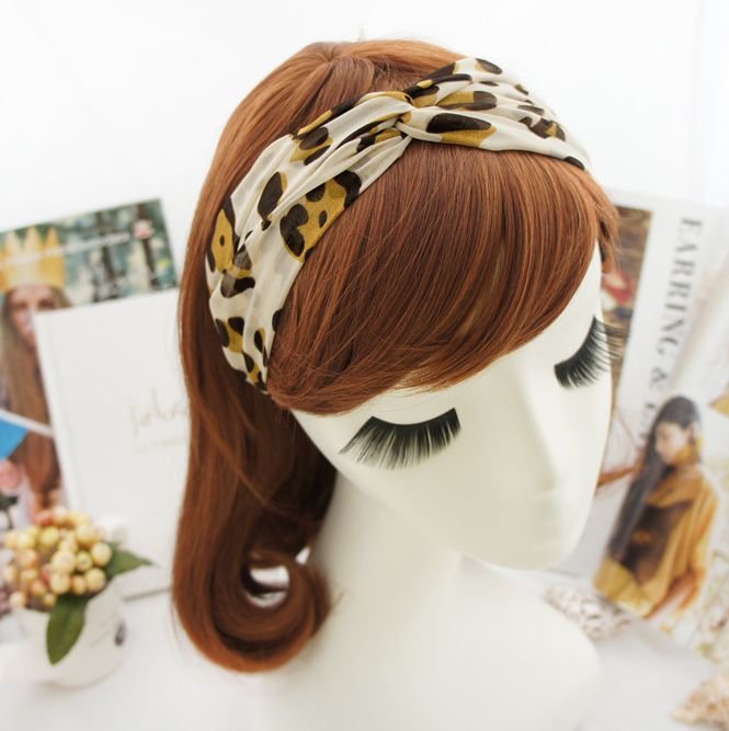 wild leopard print twist hair bands for women, ladys&acirc;�� workout hair rope turban