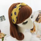 dot headband turban with twist for women, cool yellow yoga hair wrap band with knot