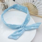 jean rabbit ears headwrap with twist, crown print rabbit ear turban, pretty headbands for girls