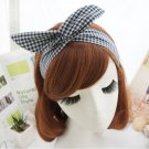 twisted hair turban, modeling wire rabbit ear hair band with knot, checkered jersey headband