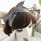 Simple black and white checkered hairband for girls, decorative bunny ear headband with twisted