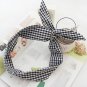 Simple black and white checkered hairband for girls, decorative bunny ear headband with twisted