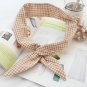 Camel yellow checks turban with bunny ears, cute plaid headband with twist, modeling wire band
