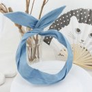 light blue bunnyear headbands for children, girls hair accessory checkered headwrap