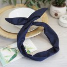 dark blue rabbitear modeling wire turban hair rope, cute bunny ears twist headband turban