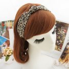leopard print apricot knot headbands for ladys, soft chiffon workout hair band, twisted yoga turban