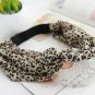 leopard print apricot knot headbands for ladys, soft chiffon workout hair band, twisted yoga turban