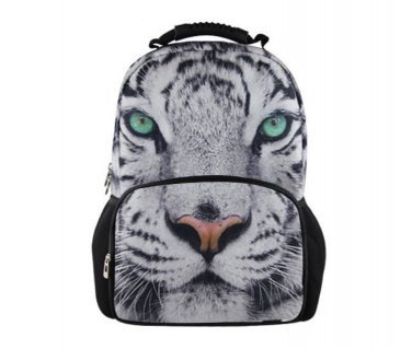 3D Adult Backpack White Tiger