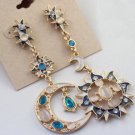 Sun Moon and Stars gold pearl earrings