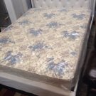 White Leather Platform Bed Frame with Crystals